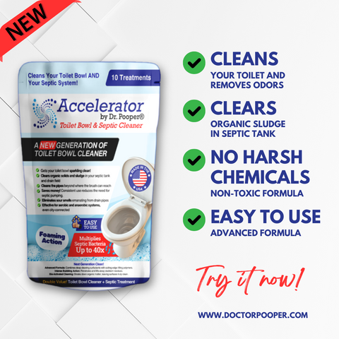 The 2-in-1 Toilet Bowl & Septic Cleaner from Dr. Pooper is safe and non-toxic
