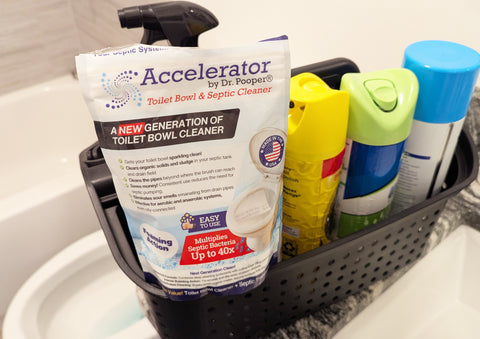 The 2-in-1 Toilet Bowl & Septic Cleaner from Dr. Pooper should be part of any septic owner's cleaning kit