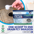 Drain fly killer product with packaging and sink background