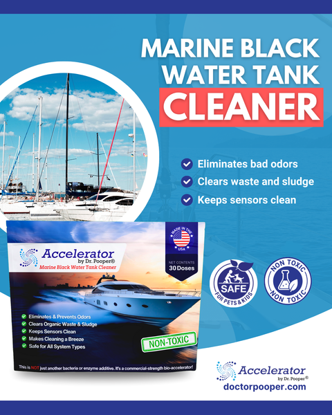 Accelerator Marine Black Water Tank Cleaner – Eliminates Odors, Organic Waste & Sludge | Fast-Acting Powder for Marine Tanks &amp; Sensors | Keeps Systems Clean &amp; Odor-Free | Non-Toxic &amp; Safe for All Systems | Made in the USA