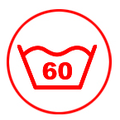 Red washing symbol with number 60 on a white background