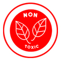 Non-toxic logo with red circle and white text