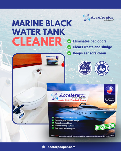 Accelerator Marine Black Water Tank Cleaner – Eliminates Odors, Organic Waste & Sludge | Fast-Acting Powder for Marine Tanks &amp; Sensors | Keeps Systems Clean &amp; Odor-Free | Non-Toxic &amp; Safe for All Systems | Made in the USA