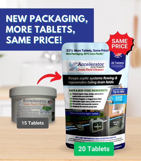 Drain Field Cleaner Announcement: New Packaging with More Tablets for the Same Price! 
