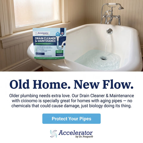 Bath tub in comfort room with a pack of drain cleaner and maintenance 