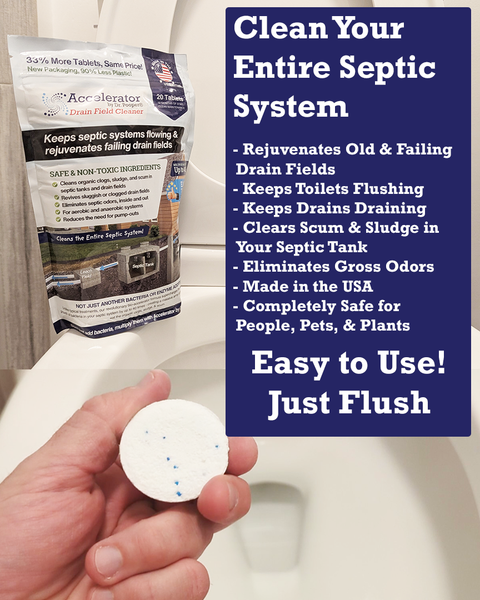 Accelerator by Dr. Pooper Septic Drain Field Cleaner cleans the entire septic system and is super easy to use.